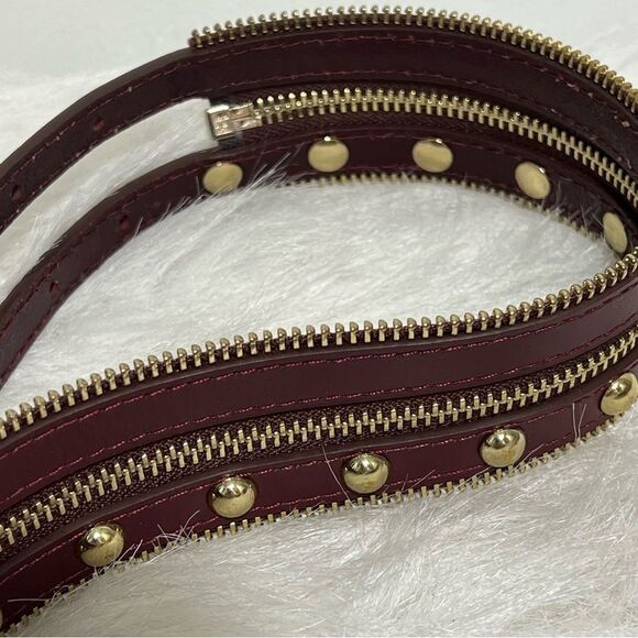 NWOT Rebecca‎ Minkoff Burgundy Burgundy Gold Studded Leather 2 Way Belt -- L main image 5